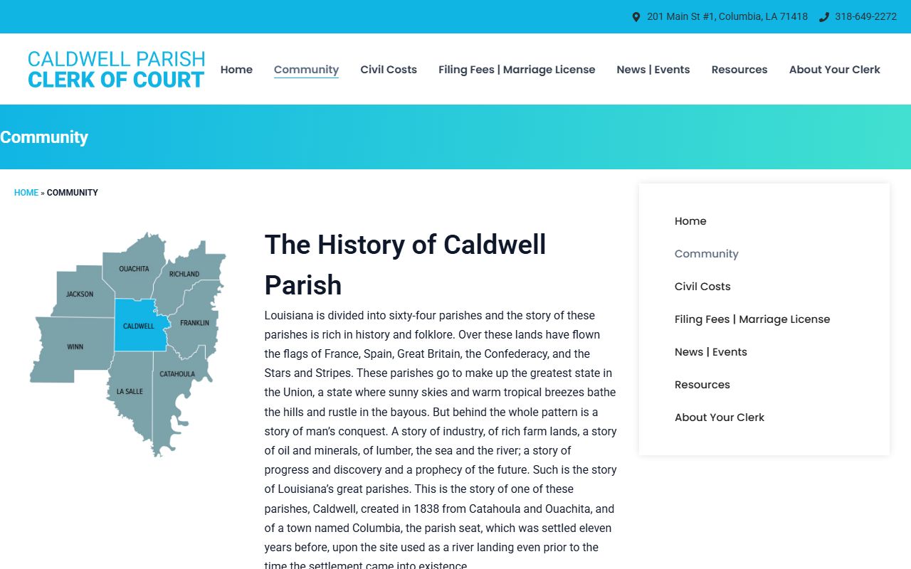 Caldwell Parish Clerk of Court records community and history source