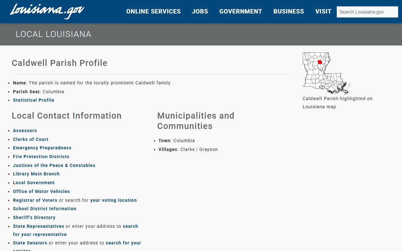 Caldwell Parish Clerk of Court records Louisiana local records source