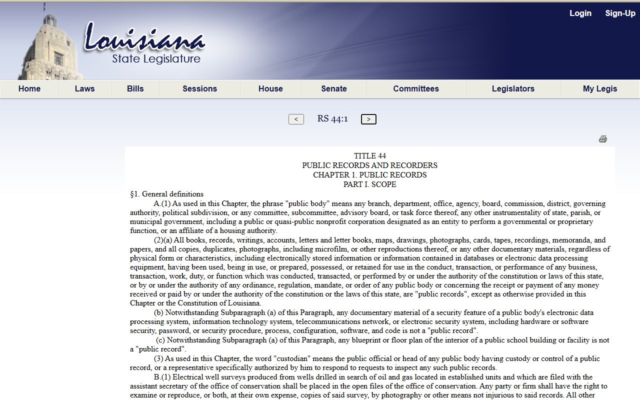 Caldwell Parish court records Louisiana public records definitions