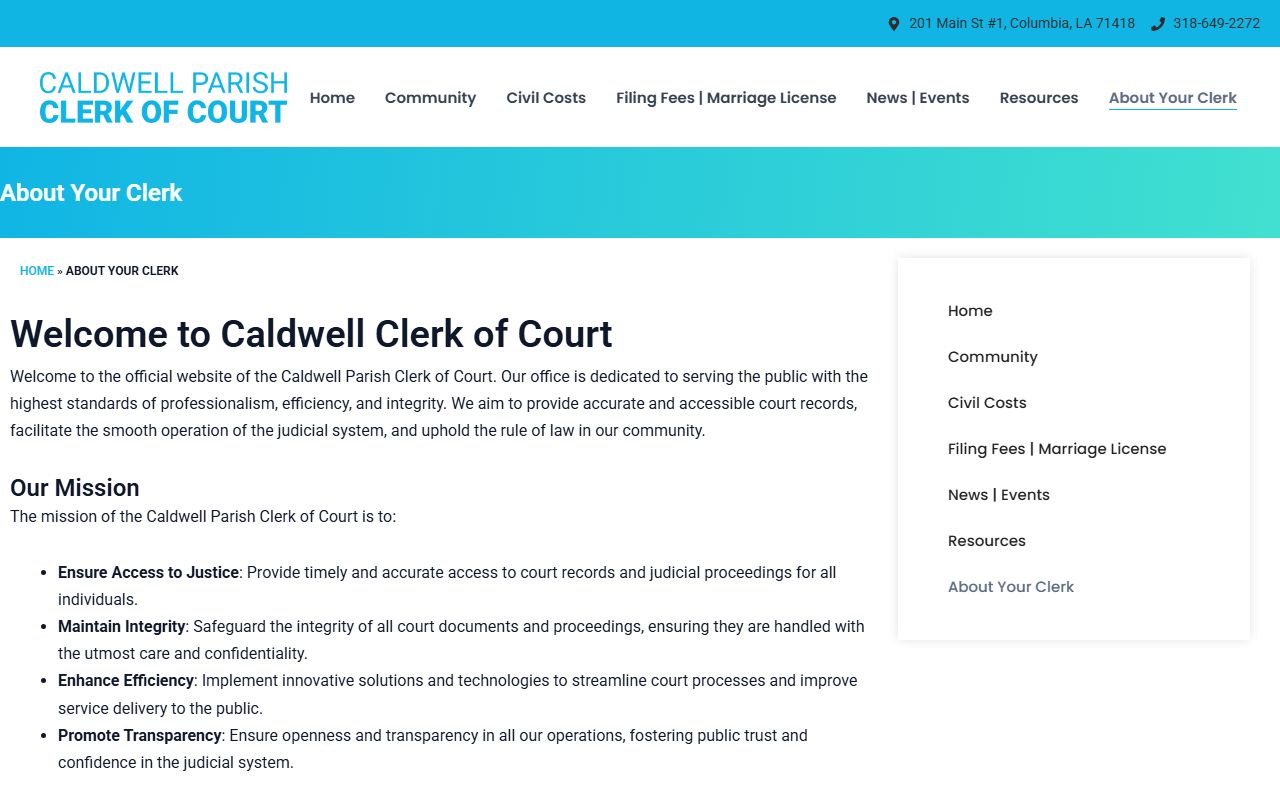 Caldwell Parish court records Clerk Cherie Lott profile