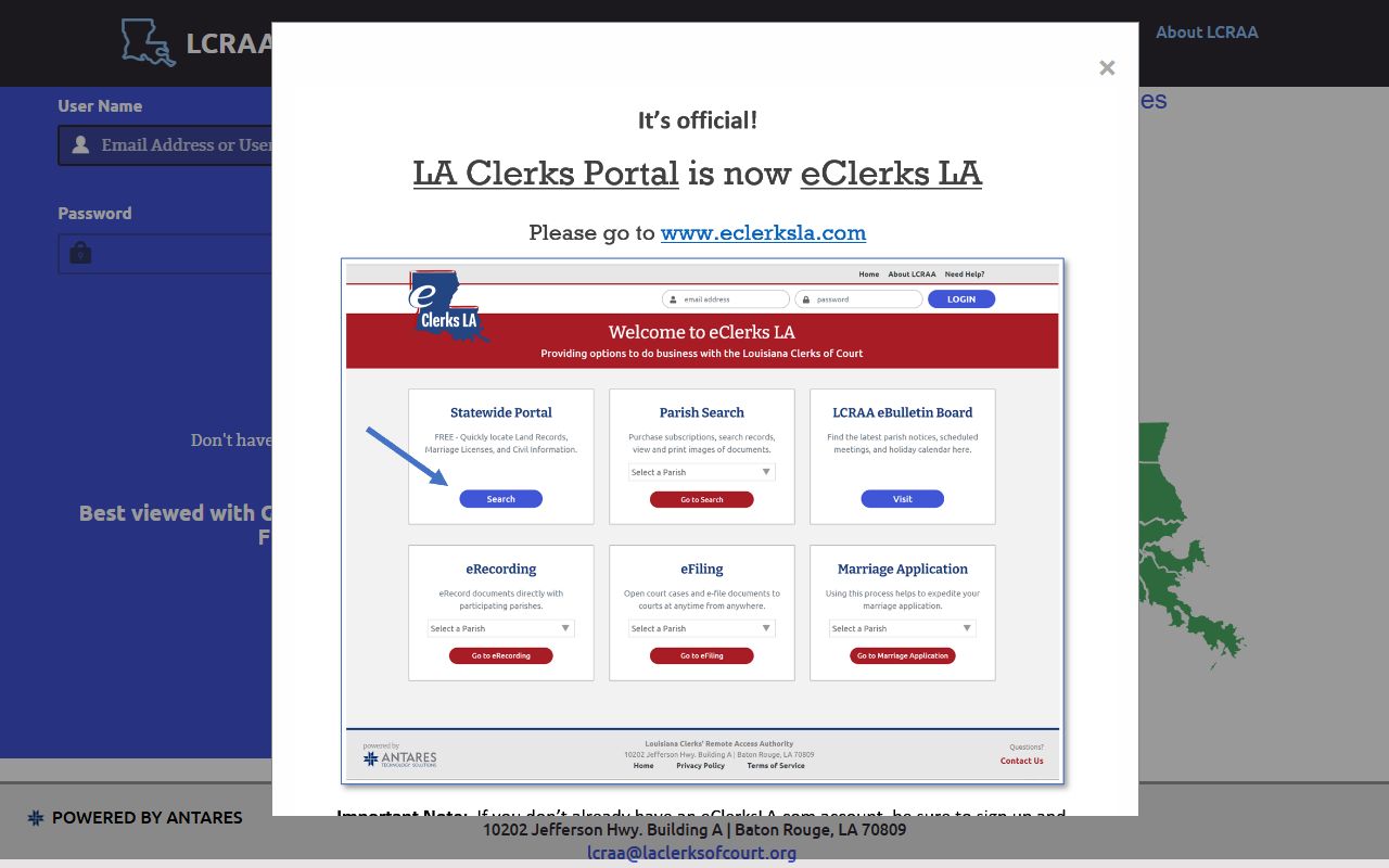 Caldwell Parish court records LCRAA login portal