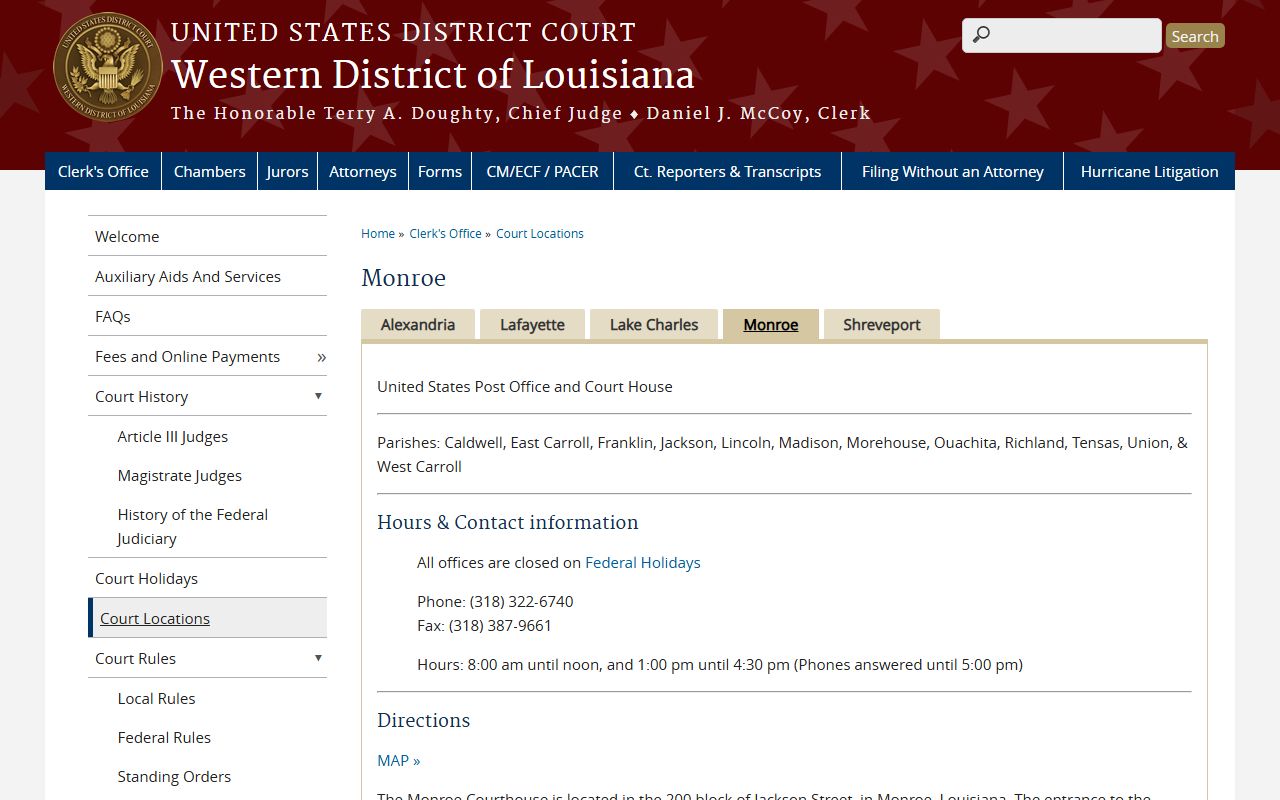 Caldwell Parish court records Western District of Louisiana Monroe office