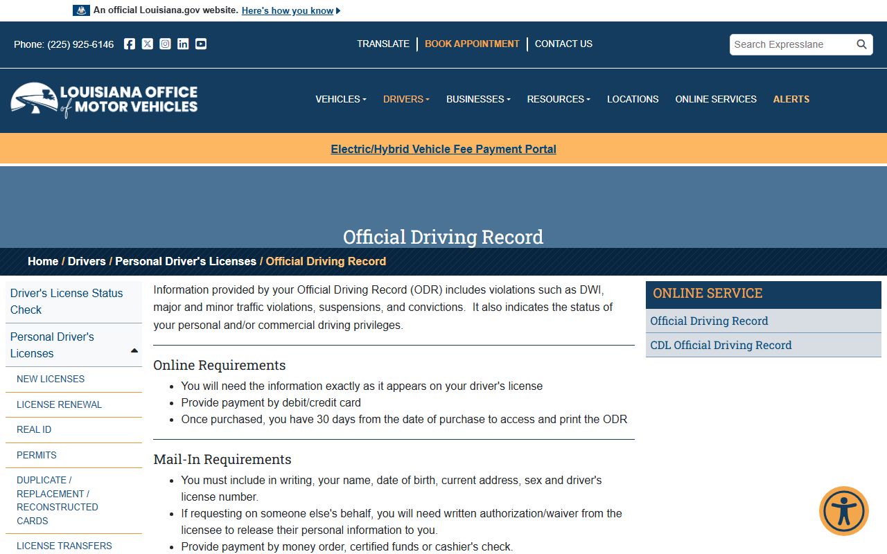 Caldwell Parish traffic records and Louisiana Official Driving Record information